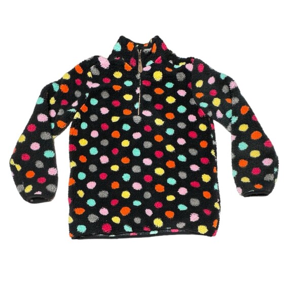 Girlie Girl CC Sherpa Pullover Jacket 1/4 Zip Up Black Polka Dot Size‎ Small - Picture 1 of 11